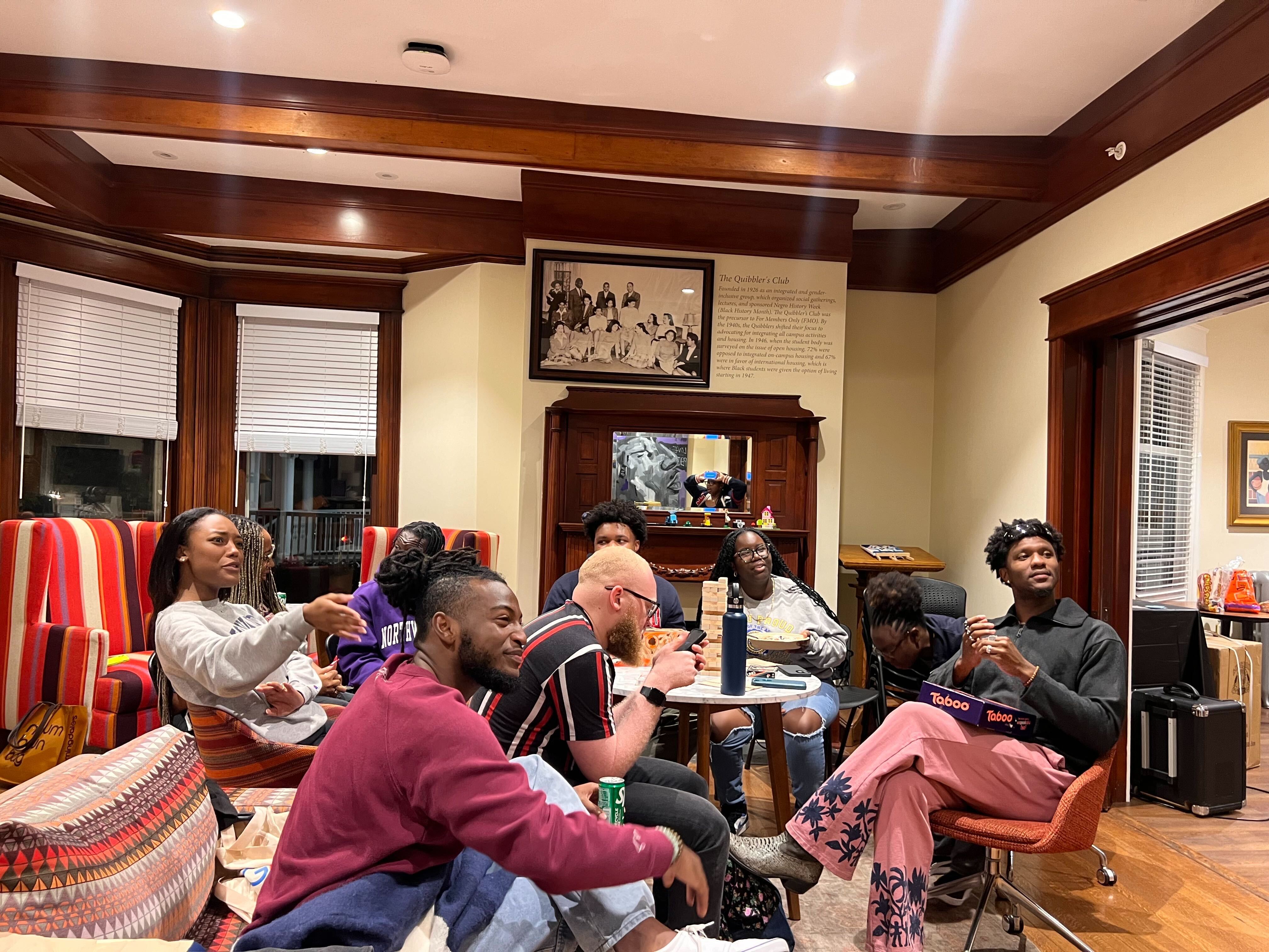 Students at the 2024 HBCU Hangout socializing and playing Jenga