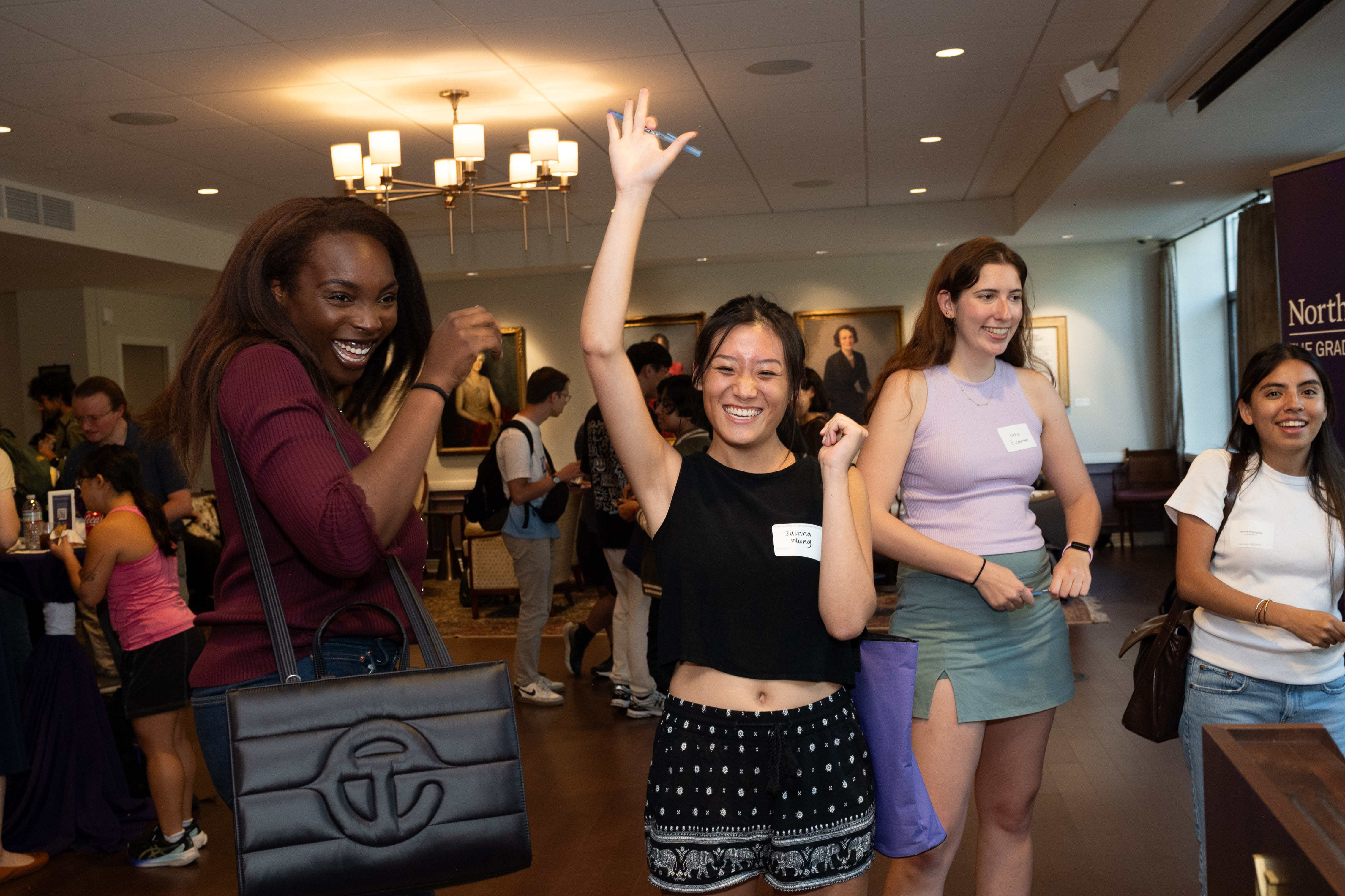 Students conversing at the welcome reception.